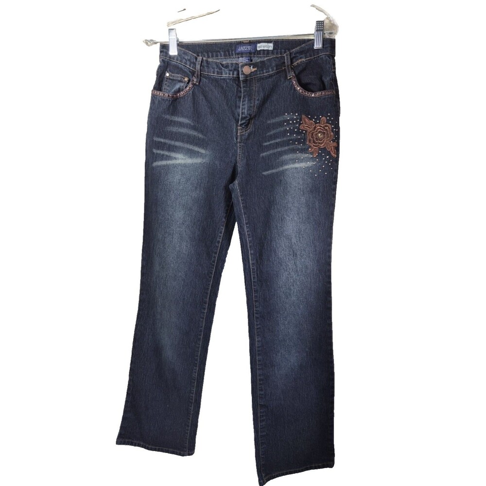 Jazzie Stretch Designer Jeans 11/12 Embroidered Jeweled whiskering